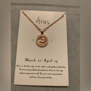 Aries Pendant on 19” Chain in Rose Gold Color